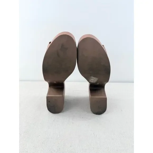 Larroude Miso Leather Slip On Block Heel Platform Sandals Caramel Women's US 7.5 - Picture 8 of 8